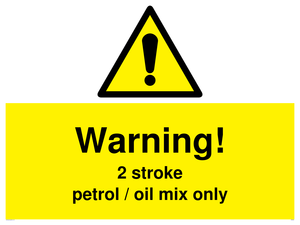 WN5839: Warning 2 stroke Petrol/oil mix only