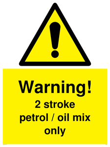 WN5839: Warning 2 stroke Petrol/oil mix only
