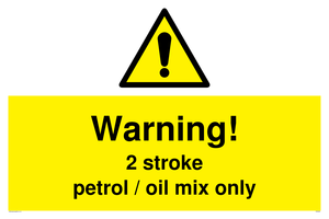 WN5839: Warning 2 stroke Petrol/oil mix only