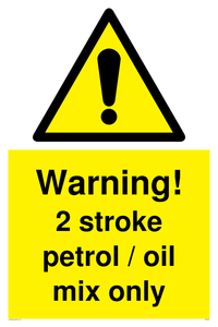 WN5839: Warning 2 stroke Petrol/oil mix only