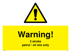 WN5839: Warning 2 stroke Petrol/oil mix only