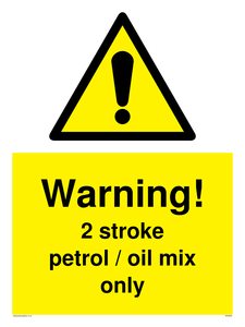 WN5839: Warning 2 stroke Petrol/oil mix only