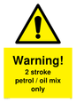 WN5839: Warning 2 stroke Petrol/oil mix only