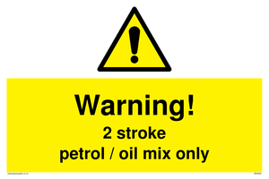 WN5839: Warning 2 stroke Petrol/oil mix only