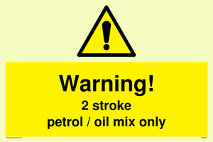 WN5839: Warning 2 stroke Petrol/oil mix only