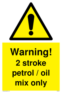 WN5839: Warning 2 stroke Petrol/oil mix only