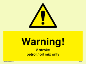 WN5839: Warning 2 stroke Petrol/oil mix only
