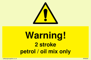 WN5839: Warning 2 stroke Petrol/oil mix only