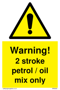 WN5839: Warning 2 stroke Petrol/oil mix only