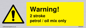 WN5839: Warning 2 stroke Petrol/oil mix only