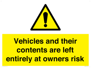 WR5661: Vehicles and their contents are left entirely at owners risk