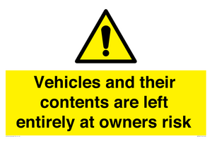WR5661: Vehicles and their contents are left entirely at owners risk