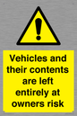 WR5661: Vehicles and their contents are left entirely at owners risk