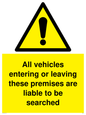 WS5320: Vehicles entering/leaving liable to be searched