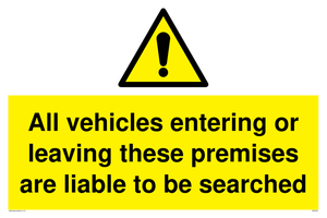 WS5320: Vehicles entering/leaving liable to be searched