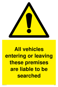 WS5320: Vehicles entering/leaving liable to be searched