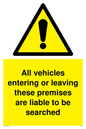 WS5320: Vehicles entering/leaving liable to be searched