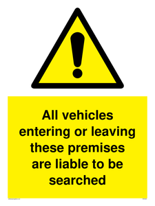 WS5320: Vehicles entering/leaving liable to be searched
