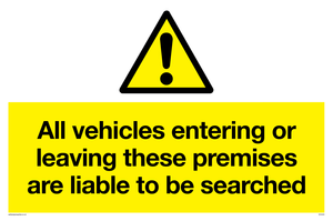 WS5320: Vehicles entering/leaving liable to be searched