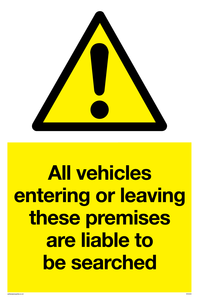 WS5320: Vehicles entering/leaving liable to be searched