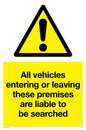 WS5320: Vehicles entering/leaving liable to be searched