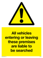 WS5320: Vehicles entering/leaving liable to be searched