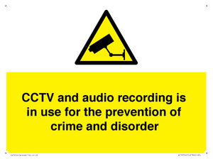 WT10554: CCTV and audio recording is in use for the prevention of crime and disorder