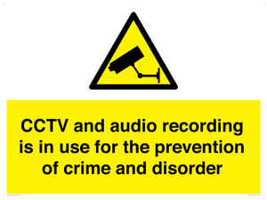 WT10554: CCTV and audio recording is in use for the prevention of crime and disorder