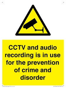 WT10554: CCTV and audio recording is in use for the prevention of crime and disorder