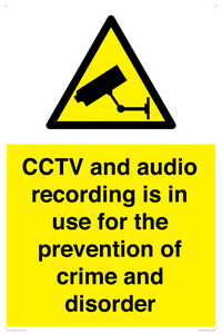 WT10554: CCTV and audio recording is in use for the prevention of crime and disorder