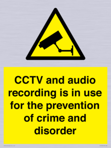 WT10554: CCTV and audio recording is in use for the prevention of crime and disorder