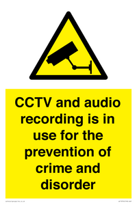 WT10554: CCTV and audio recording is in use for the prevention of crime and disorder