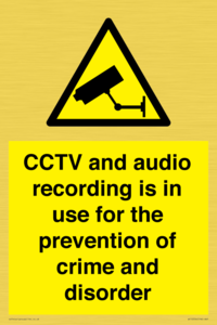 WT10554: CCTV and audio recording is in use for the prevention of crime and disorder