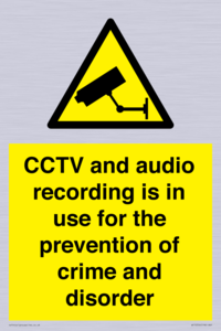 WT10554: CCTV and audio recording is in use for the prevention of crime and disorder