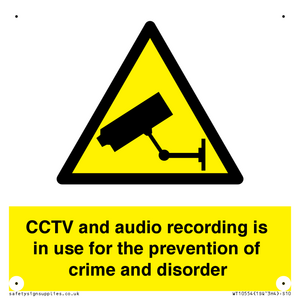 WT10554: CCTV and audio recording is in use for the prevention of crime and disorder