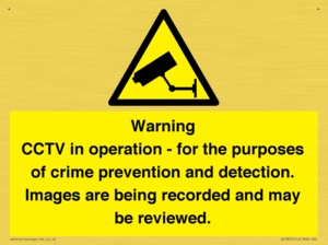 WT7855: Warning CCTV in operation - for the purposes of crime prevention and detection. Images are being recorded and may be reviewed.