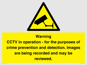 WT7855: Warning CCTV in operation - for the purposes of crime prevention and detection. Images are being recorded and may be reviewed.