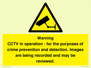 WT7855: Warning CCTV in operation - for the purposes of crime prevention and detection. Images are being recorded and may be reviewed.
