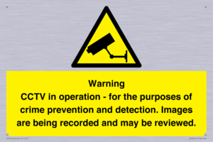 WT7855: Warning CCTV in operation - for the purposes of crime prevention and detection. Images are being recorded and may be reviewed.