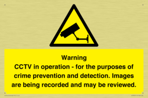 WT7855: Warning CCTV in operation - for the purposes of crime prevention and detection. Images are being recorded and may be reviewed.