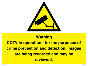 WT7855: Warning CCTV in operation - for the purposes of crime prevention and detection. Images are being recorded and may be reviewed.