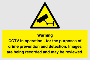WT7855: Warning CCTV in operation - for the purposes of crime prevention and detection. Images are being recorded and may be reviewed.