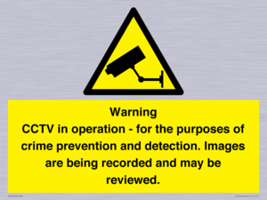 WT7855: Warning CCTV in operation - for the purposes of crime prevention and detection. Images are being recorded and may be reviewed.