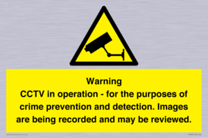 WT7855: Warning CCTV in operation - for the purposes of crime prevention and detection. Images are being recorded and may be reviewed.