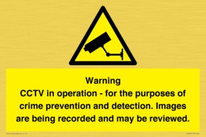WT7855: Warning CCTV in operation - for the purposes of crime prevention and detection. Images are being recorded and may be reviewed.