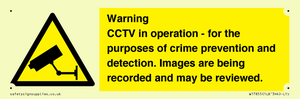 WT7855: Warning CCTV in operation - for the purposes of crime prevention and detection. Images are being recorded and may be reviewed.