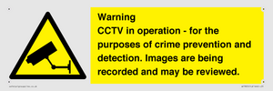 WT7855: Warning CCTV in operation - for the purposes of crime prevention and detection. Images are being recorded and may be reviewed.