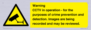 WT7855: Warning CCTV in operation - for the purposes of crime prevention and detection. Images are being recorded and may be reviewed.