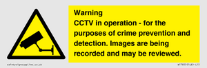 WT7855: Warning CCTV in operation - for the purposes of crime prevention and detection. Images are being recorded and may be reviewed.
