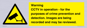 WT7855: Warning CCTV in operation - for the purposes of crime prevention and detection. Images are being recorded and may be reviewed.